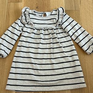 Zara neutral beige and black striped knit dress 3-4yrs